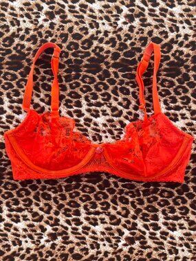 orange lace balconette demi bra
